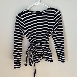 J. Crew Navy and White Striped Long Sleeve Top